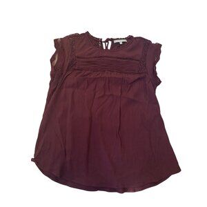 Daniel Rainn Womens Burgundy Sleeveless Lace Top Blouse XL 100% Peasant Career